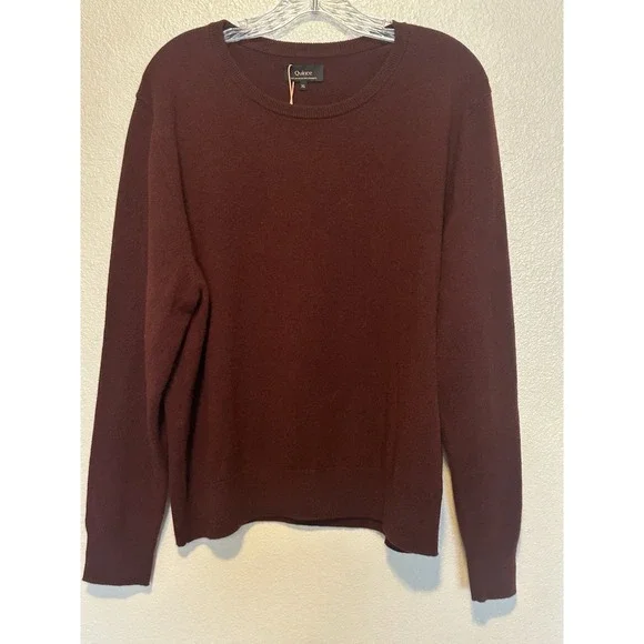 QUINCE Women 100% Mongolian Cashmere Crewneck Sweater Rich Burgundy XL NWT - Picture 7 of 9